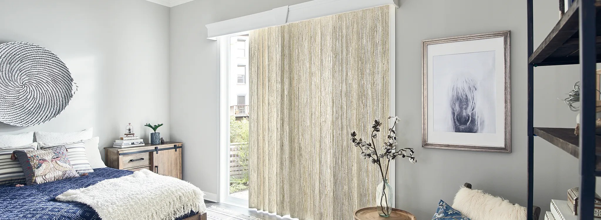 Graber natural drapery in a bedroom